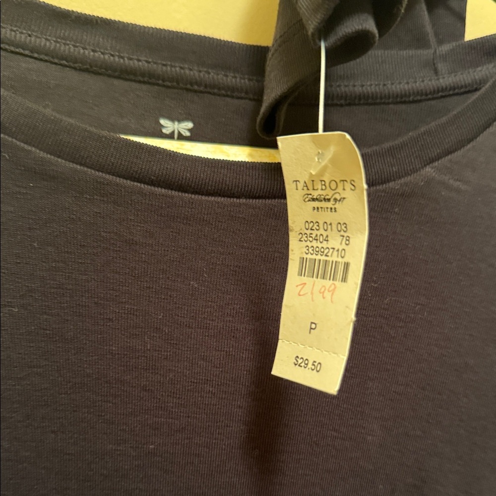 Talbots Elegant Black Long Sleeve Tee - Picture 2 of 2
